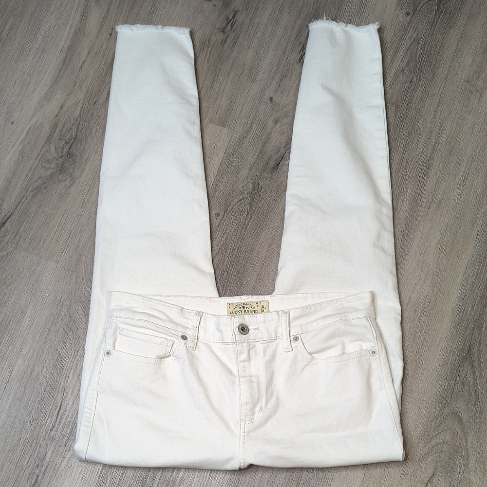 sac316🍀Ava Skinny Lucky Brand White Denim Jeans - Picture 2 of 7